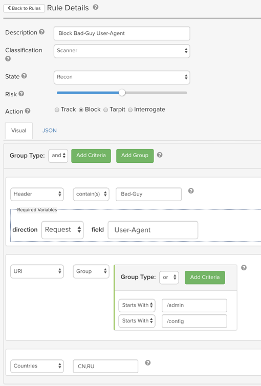 ThreatX Rule Builder